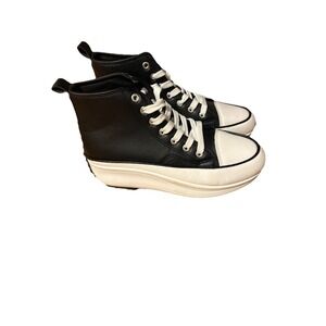 Women's Black White High Top Sneakers Fashion Casual Athletic Street Shoes 10